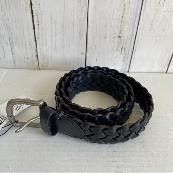 Uniqlo MEN LEATHER WIDE MESH BELT Navy - Picture 3 of 5